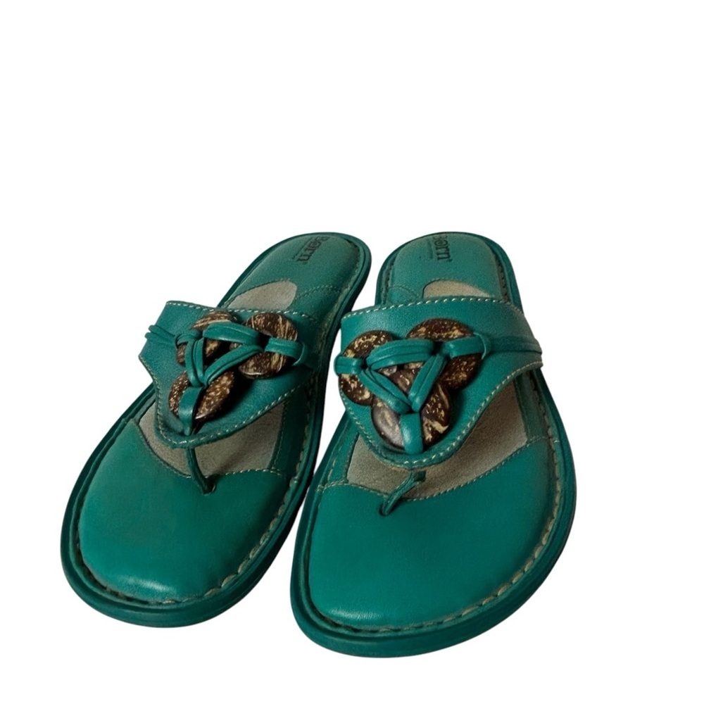 Born handcrafted footwear thong sandals leather turquoise size US 8 EU 39 - Picture 2 of 8